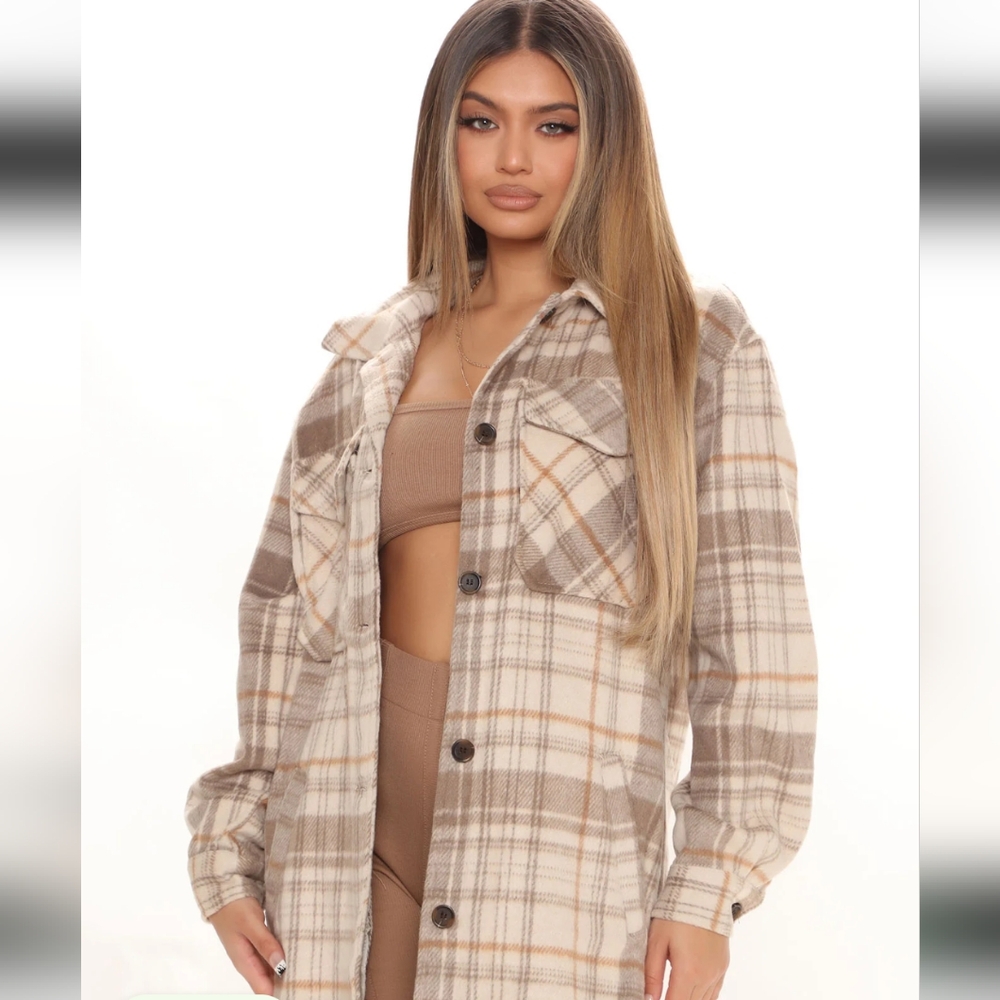 Reality Check Plaid Shacket - Brown - image 2